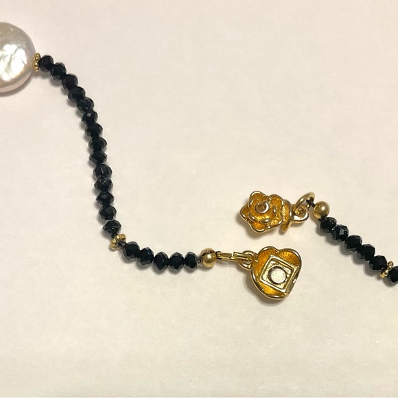 Black Spinel and FW Coin Pearls long necklace - Picture 7 of 8